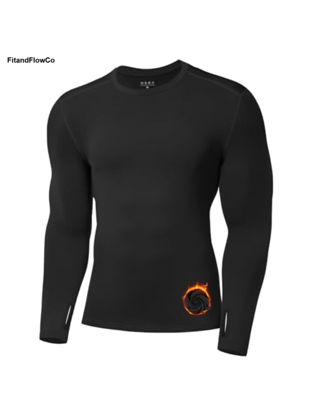 Men's Thermal Compression Shirt Fleece Lined Long Sleeve Base Layer Thumb Hole